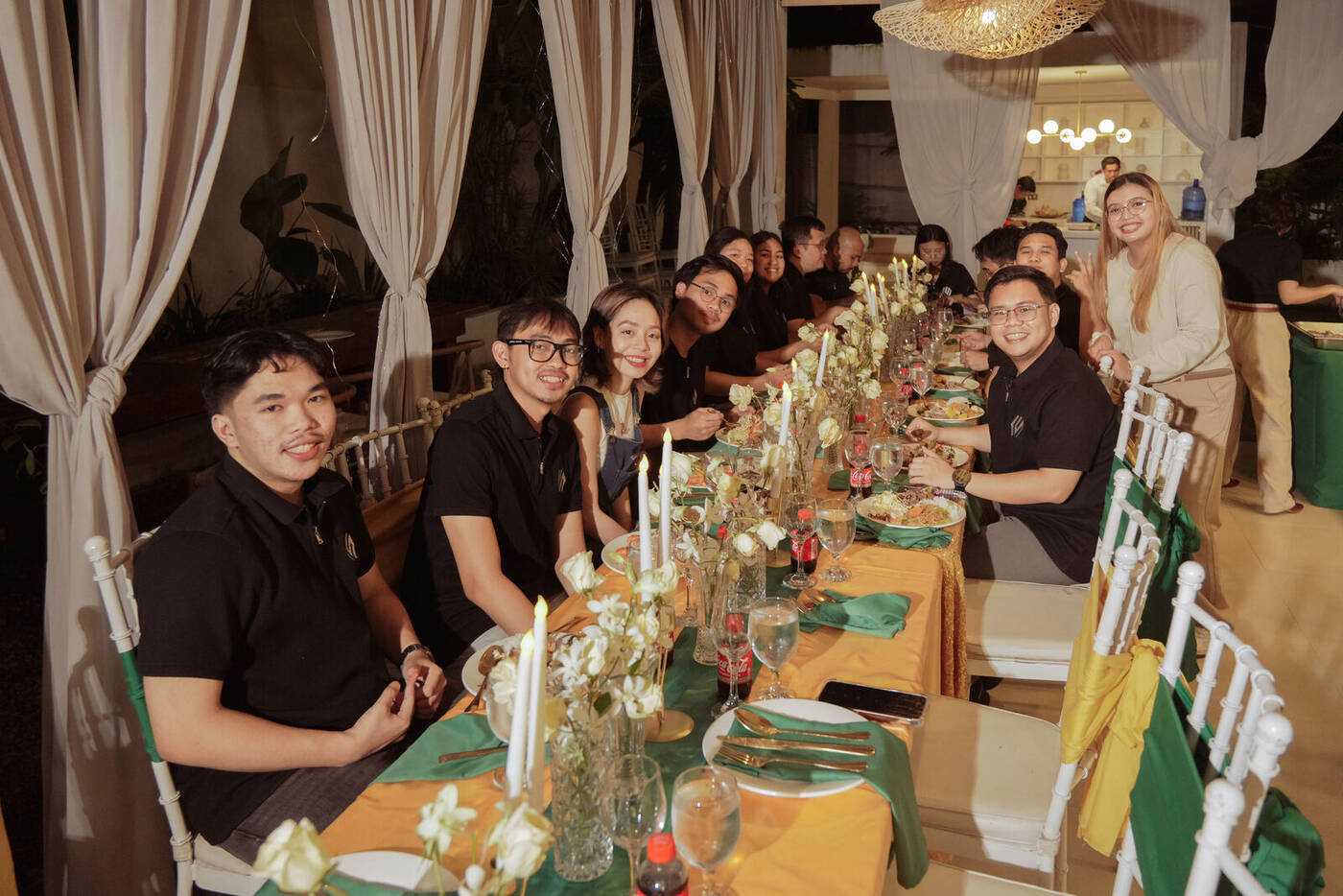 Cerena Solutions team celebrating a milestone dinner together in the Philippines